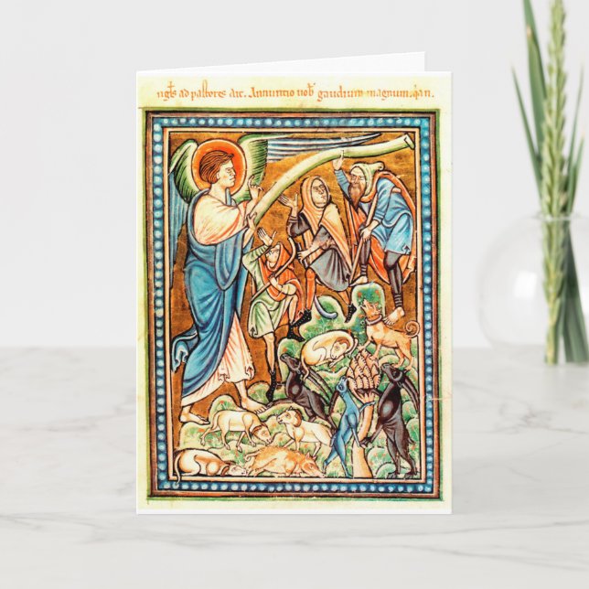 Angel & Shepherds Christmas Card Blank Card (Front)