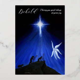 Angel & Shepherds Christmas Card (Foil Lettering)