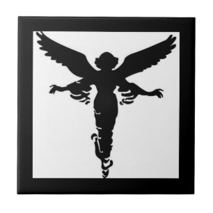 Angel Silhouette on White Ceramic Tile