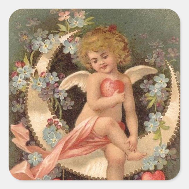 Angel Sitting on Valentine Moon - Sticker (Front)
