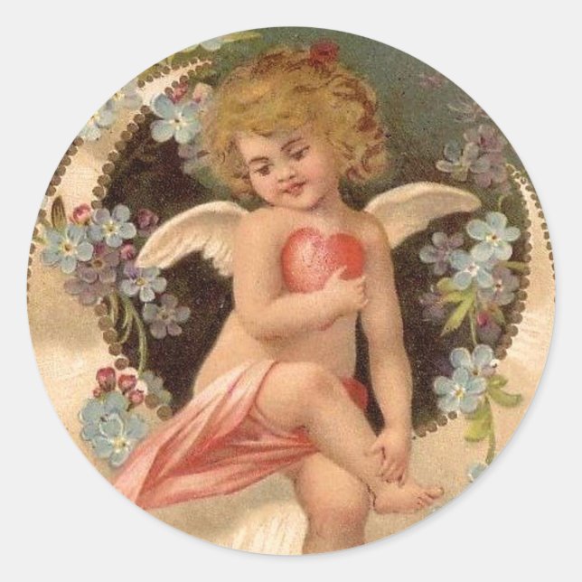 Angel Sitting on Valentine Moon - Sticker (Front)
