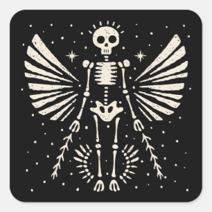 Angel skeleton Gothic Christmas Square Sticker