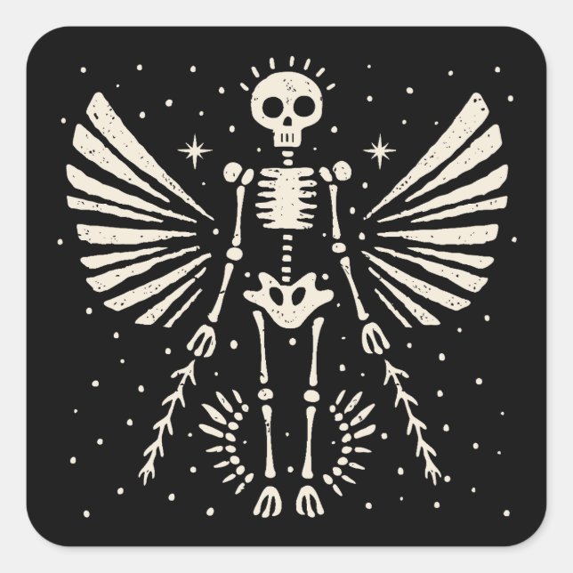 Angel skeleton Gothic Christmas Square Sticker (Front)