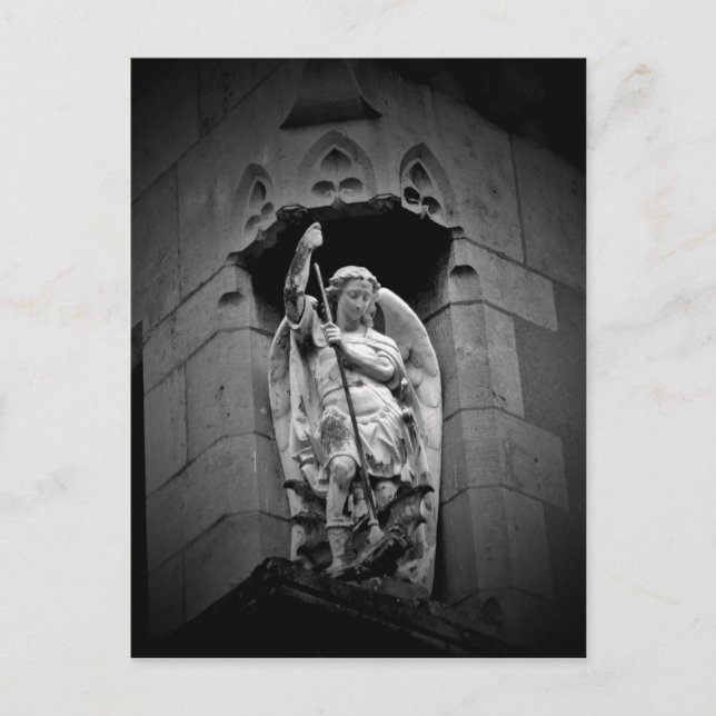 Angel slaying dragon statue postcard (Front)
