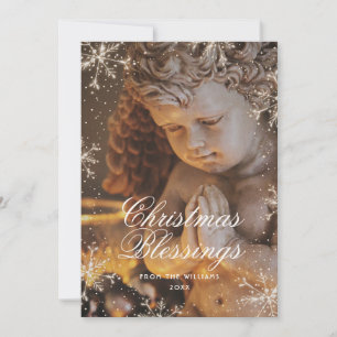 Angel Snowflakes Botanical Christian Christmas Holiday Card