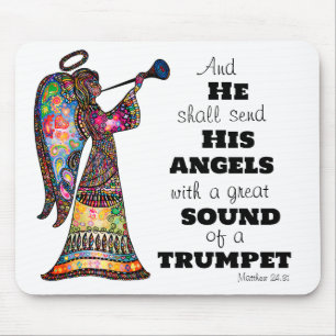 Angel Sounds Trumpet Bible Verse Vibrant Colours Mouse Mat
