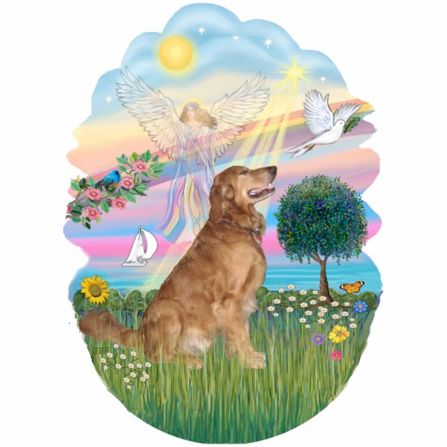 Angel Star- Golden Retriever (#4B) Standing Photo Sculpture (Front)