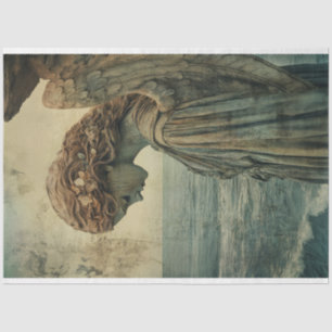 Angel Statue with Patina Decoupage Tissue Paper