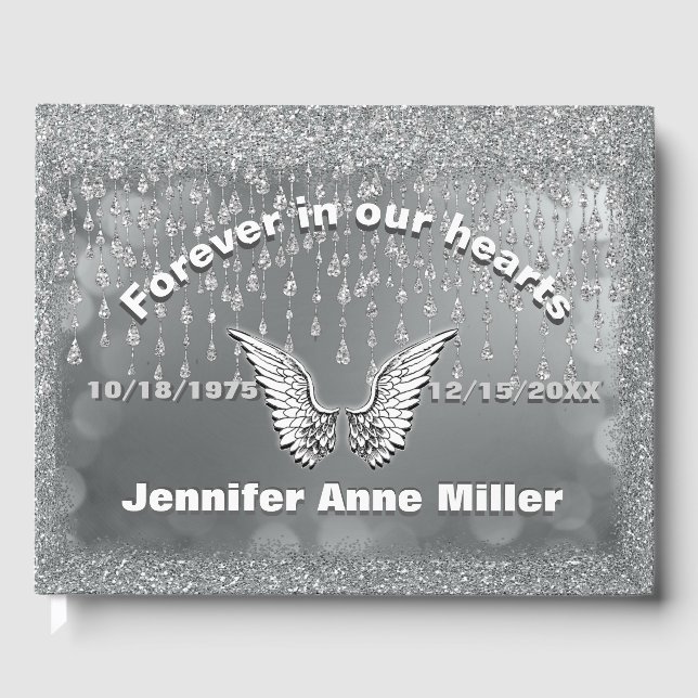 Angel Tears Silver Memorial Guest Book (Front)