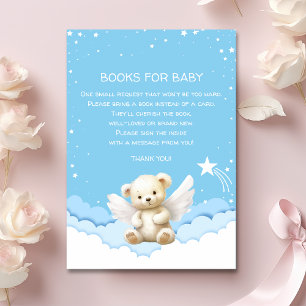 Angel Teddy Bear on Clouds Books for Baby Blue Enclosure Card