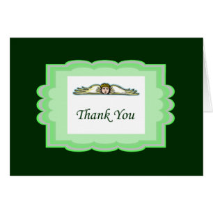 Angel Thank You Card With Green Border