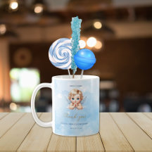 Angel-Themed Thank You Mug for Baby Boy Baptism