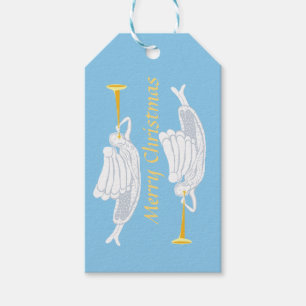 Angel trumpets Merry Christmas Gift Tags