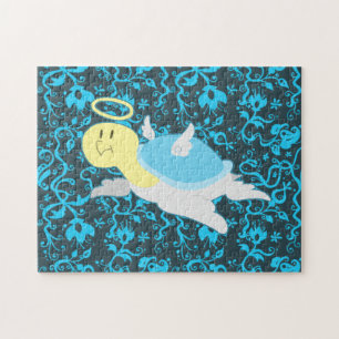 Angel Turtle Floral Pattern Jigsaw Puzzle