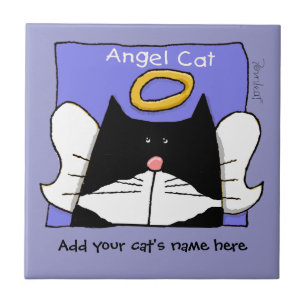Angel Tuxedo Cat Personalise Tile