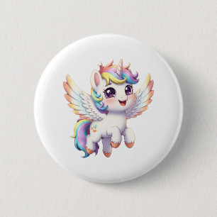 Angel unicorn is so cute 6 cm round badge