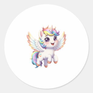 Angel unicorn is so cute classic round sticker