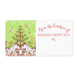 Angel utensils from the kitchen of Christmas label