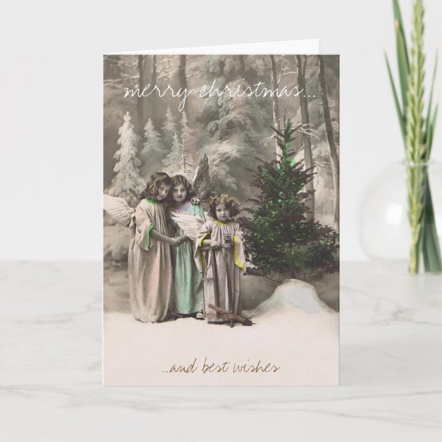 Angel vintage christmas greeting card (Front)