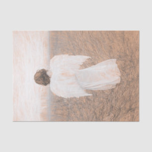Angel Vintage Sepia Sketch Art Tissue Paper