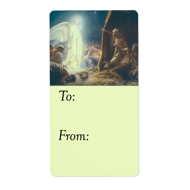 Angel Visits Shepherds Vintage Gift Tag (Front)