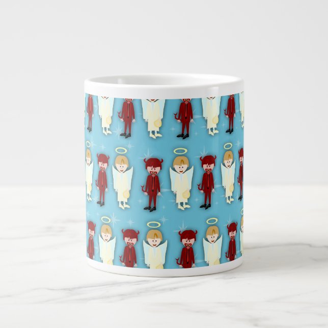 Angel Vs. Devil Pattern Large Coffee Mug (Front)