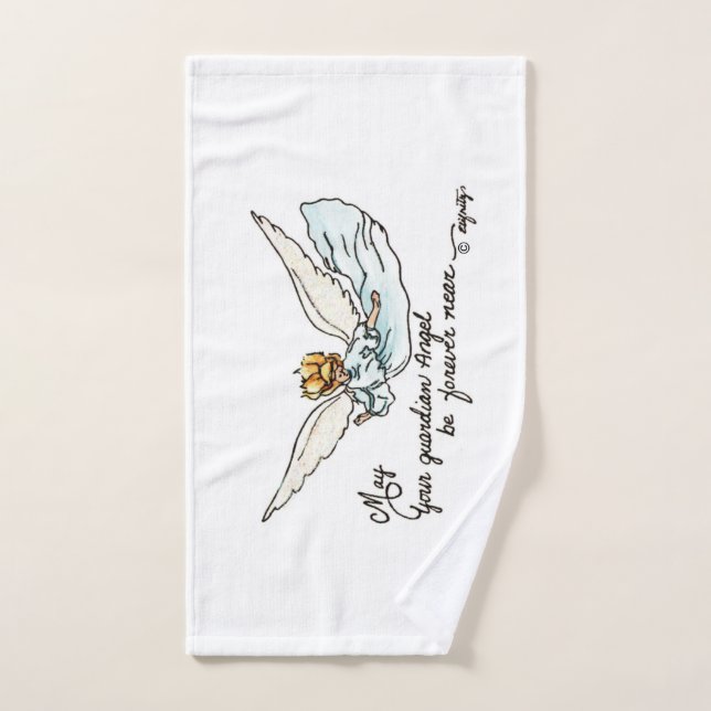 Angel Watercolor Gracefully Near and Watching You Hand Towel (Hand Towel)
