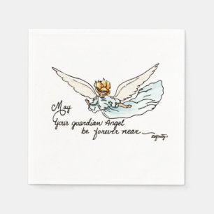 Angel Watercolor Gracefully Near and Watching You Napkin
