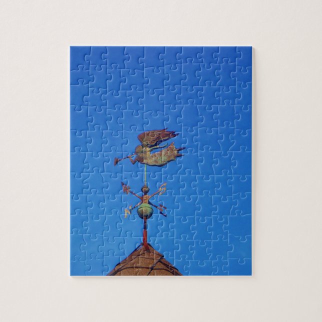 Angel Weather Vane Bright Blue Sky Jigsaw Puzzle (Vertical)