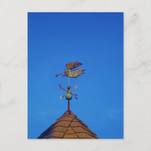 Angel Weather Vane Bright Blue Sky Postcard