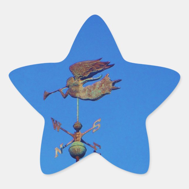Angel Weather Vane Bright Blue Sky Star Sticker (Front)