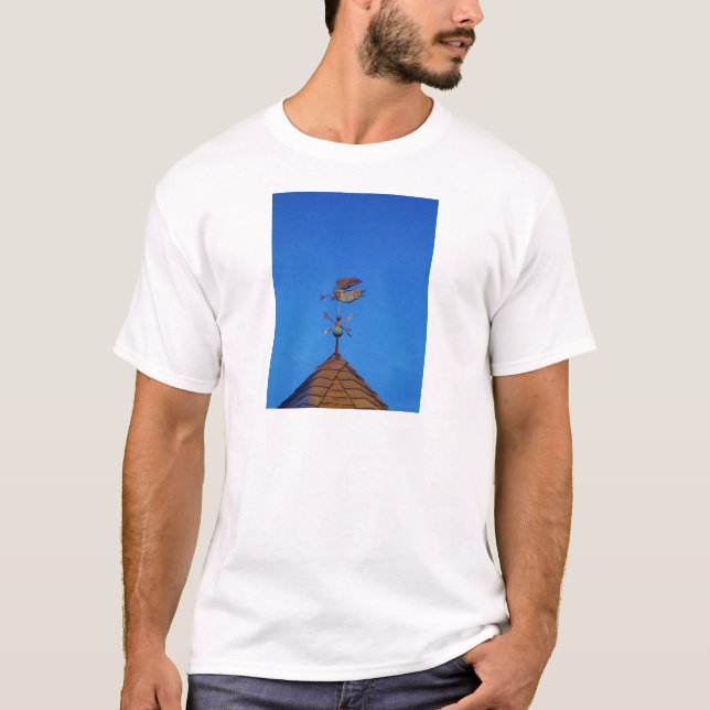 Angel Weather Vane Bright Blue Sky T-Shirt (Front)