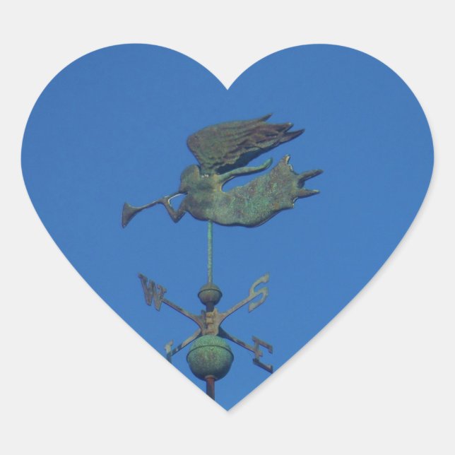 Angel Weather Vane Heart Sticker (Front)