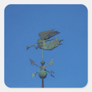 Angel Weather Vane Square Sticker