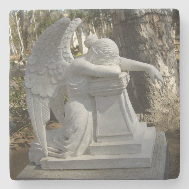 Angel Weeping Stone Coaster (Front)