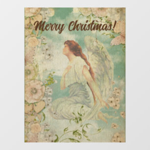 Angel White Flowers Blue Sky  Window Cling