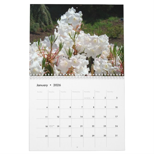 ANGEL WHITE FLOWERS Calendar White Florals (Jan 2026)