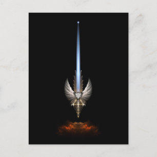 Angel Wing Sword Of Arkledious Fractal Art Black Postcard