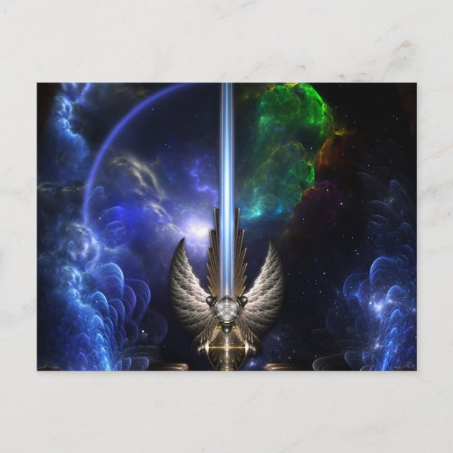 Angel Wing Sword Of Arkledious Sp Fractal Art Postcard (Front)