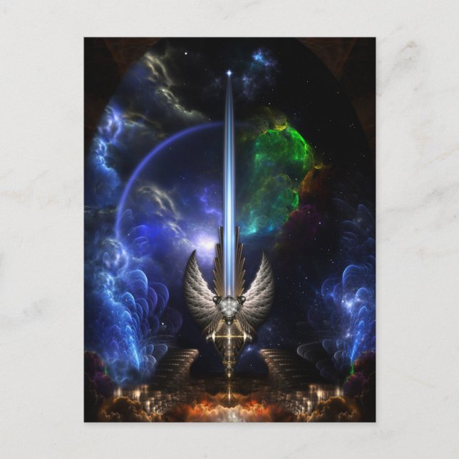 Angel Wing Sword Of Arkledious Sp Fractal Art Postcard (Front)