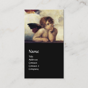 ANGEL Winged Cherub Monogram Blue Sapphire black Business Card