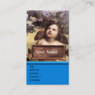 ANGEL Winged Cherub Monogram Blue Sapphire silver Business Card