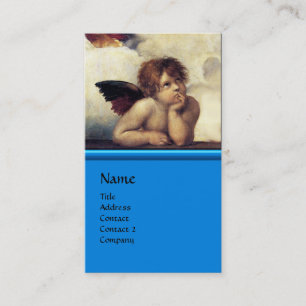 ANGEL Winged Cherub Monogram Blue Sapphire silver Business Card