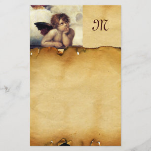 ANGEL / Winged Cherub, Parchment Monogram Stationery