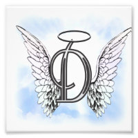Angel Wings and Halo Monogram Letter D