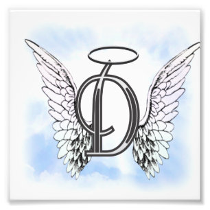 Angel Wings and Halo Monogram Letter D Photo Print