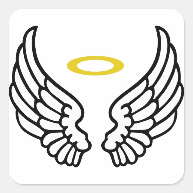 Angel Wings and Halo Square Sticker (Front)