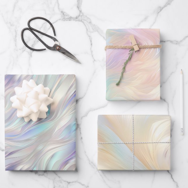 Angel Wings Aqua Blue Pink  Wrapping Paper Sheet (Front)