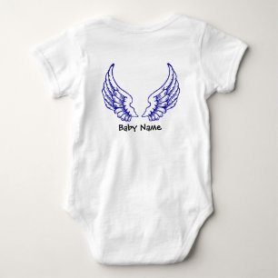 Angel Wings Baby Name Bodysuit Blue