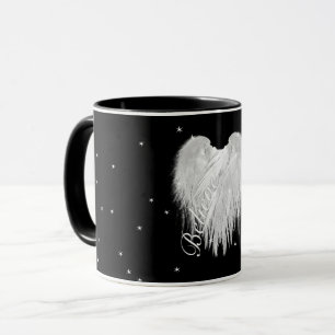 ANGEL WINGS 'Believe' Heart Black Starry Mug